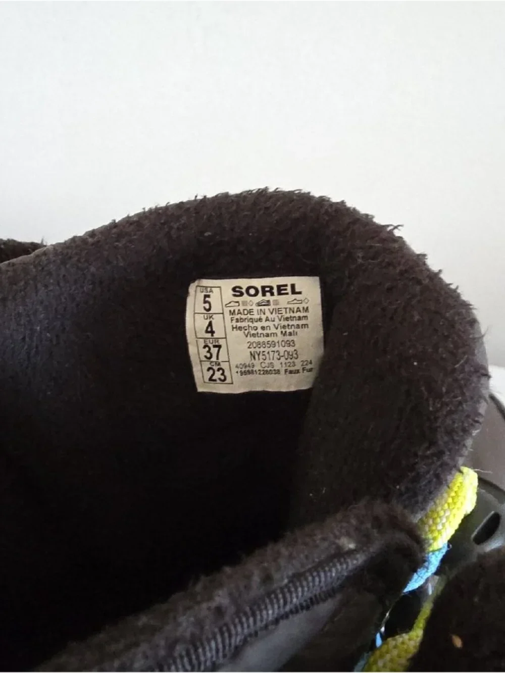 SOREL Whitney II Plus Waterproof Lace Boots charcoal grey color  blue Sz 5 - Picture 5 of 8